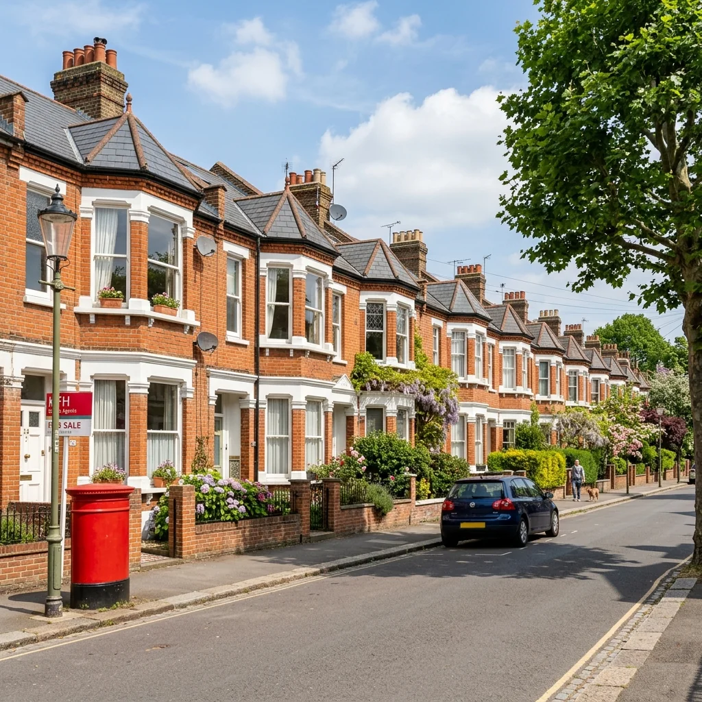 Row of terraced houses on a residential street