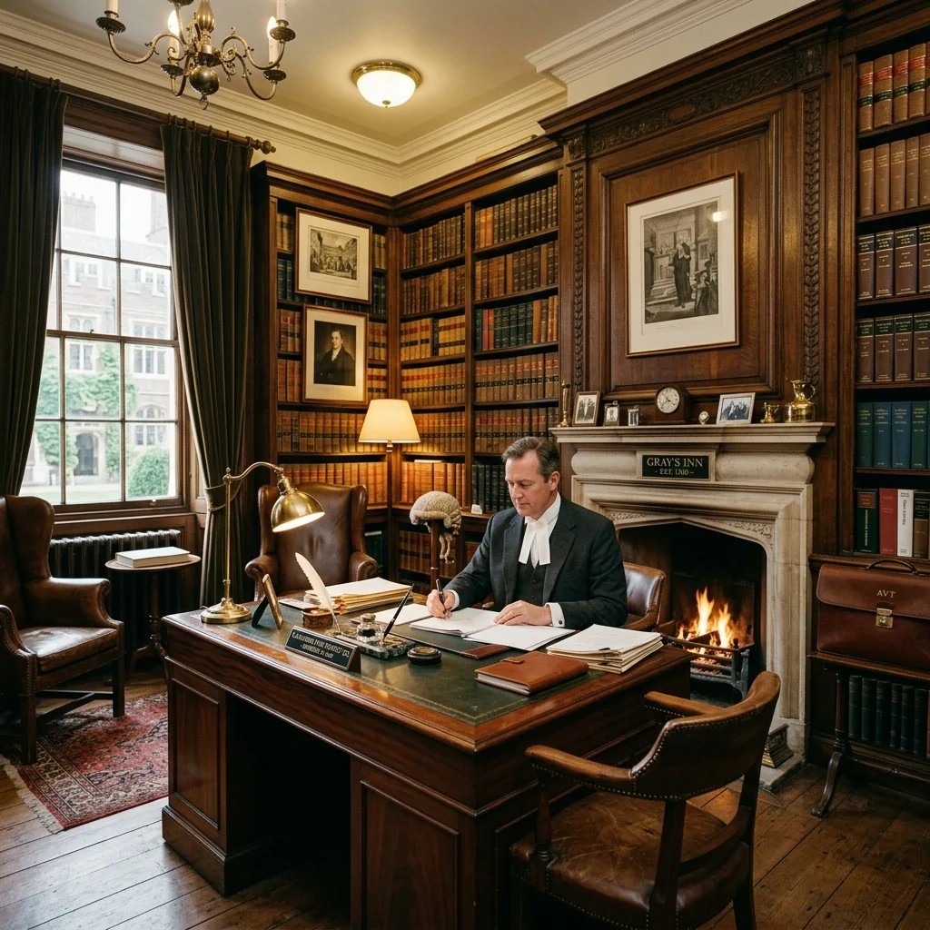 Legal chambers with law books