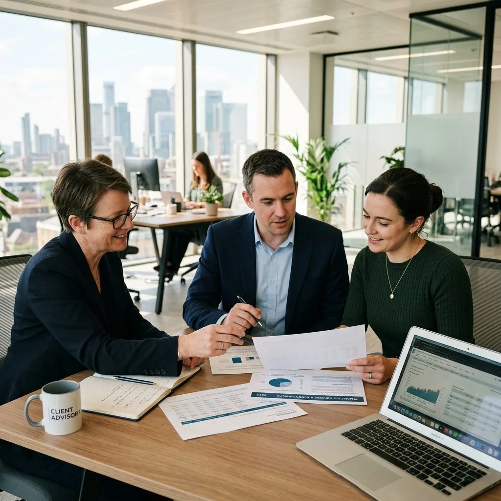 Couple discussing protection options with a Simply Mortgages adviser