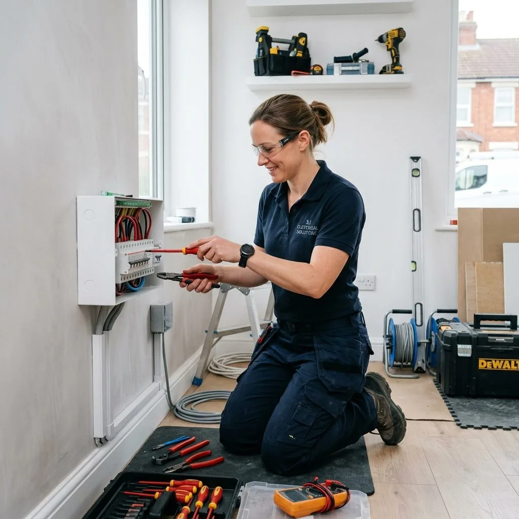 Self-employed tradesperson at work