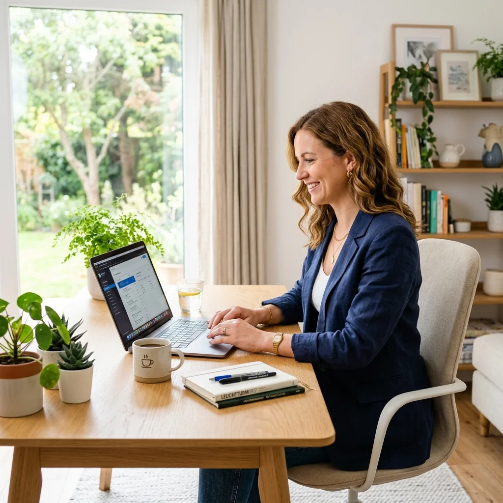 Self-employed professional in home office